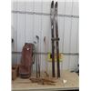 Image 1 : Set of Wooden Skis, Golf Clubs & Shot Gun Cleaner