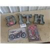 Image 1 : 4 Galvanized Light Up Letters 9"H , 2 Modern Metal Motorcycle Signs