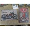 Image 2 : 4 Galvanized Light Up Letters 9"H , 2 Modern Metal Motorcycle Signs