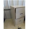 Image 3 : Metal 2 Drawer Filing Cabinet w Key & Wooden Organizer