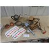 Image 1 : (AC) Silver Teapot , Cream & Sugar, Wool Cater, Butter Press, Granite Laddle Plus More