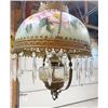 Image 2 : Beautiful Hanging Lamp - Handpainted Shade w Prisms