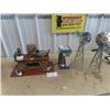 Image 1 : Duck Fireplace Ornament, Barn Lantern,  & 2 Metal Windmill Ornaments