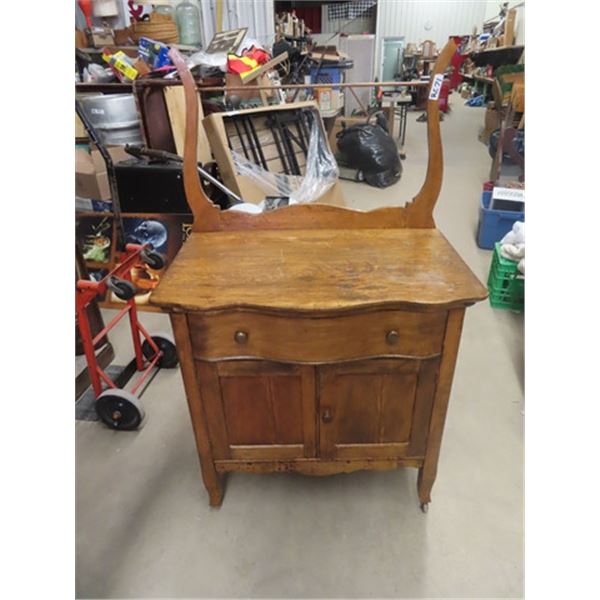 Wash Stand w Harp , Serpentine Drawer 31"H 30"W 21" D