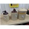 Image 1 : 2 Crockery Jugs & 3 Gal Crock w Lid