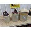 Image 1 : 2 Crockery Jugs & 3 Gal Crock w Lid