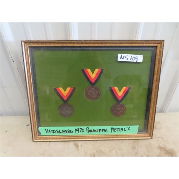 3 Framed Heidelberg 1972 Paralympic Medals