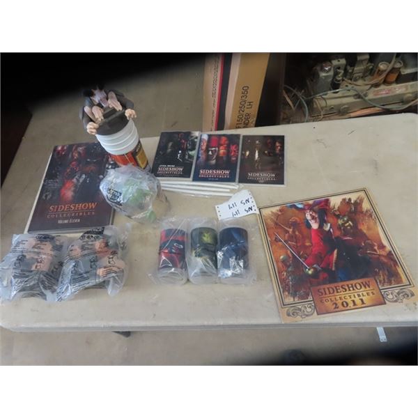 Star Wars Cups & Toppers, Side Show Book & 3 DVDs & Calendars w Loard of the Rings Posters Plus More