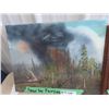 Image 2 : 2 Painting 1) Forest Fire 16"x 20"  & 1) Early Oil on Board 14" x 26"