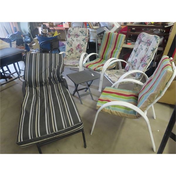 4 Patio Chairs, &  Lounger