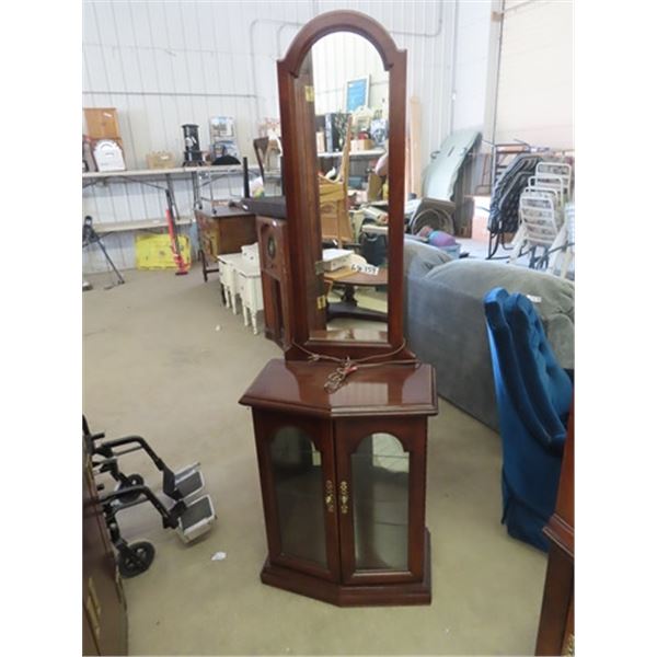 (LY) China Display Cabinet w Tall Mirror 72" x 24" x 12"