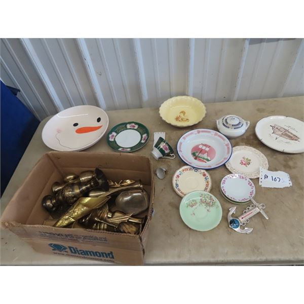 Odds & Ends China, Saucers, Bowls & Bras Vases, & Brass Ware