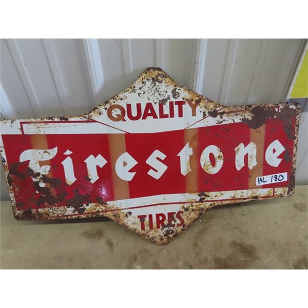 Metal Firestone Sign 17  x 29 