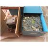 Image 2 : 3 Metal Bins, Full of Used Door Knobs, & Screws & Elec Grinder