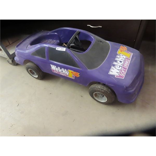 Pedal Car w Welch's Soft Drink Adv. & Metal Frame Fibreglass Body, Pneumatic Air In TIres