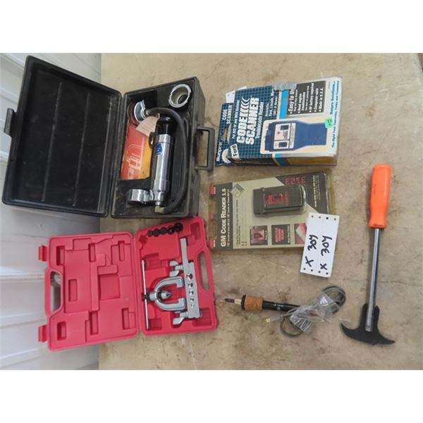 Jet Double Flaring Kit, Stant Cooling System Pressure Tester, Engine Scanner, GM Code Reader