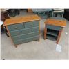 Image 1 : (MF) Pine/Painted Dresser Combo & Nite Stand Dresser- 32" x 34"x 16" & Nite stand is 26" x 20" x16"