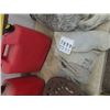 Image 2 : (CJ) 2 Gas Cans, Water Jug, Metal Implement Seat & Welding Gloves