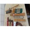 Image 2 : Wood Chisels, Master Auto Drill No 410 w Box, Level & Tri Square, Nail Puller Plus