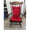 Image 1 : (IR) Wooden Rocking Chair w Inlay Design & Red Velvet Removable Cushion