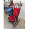 Image 2 : (IR) Wooden Rocking Chair w Inlay Design & Red Velvet Removable Cushion