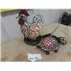Image 1 : 2 Stained Glass Lamp Ornaments, Rooster & Turtle