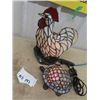 Image 2 : 2 Stained Glass Lamp Ornaments, Rooster & Turtle