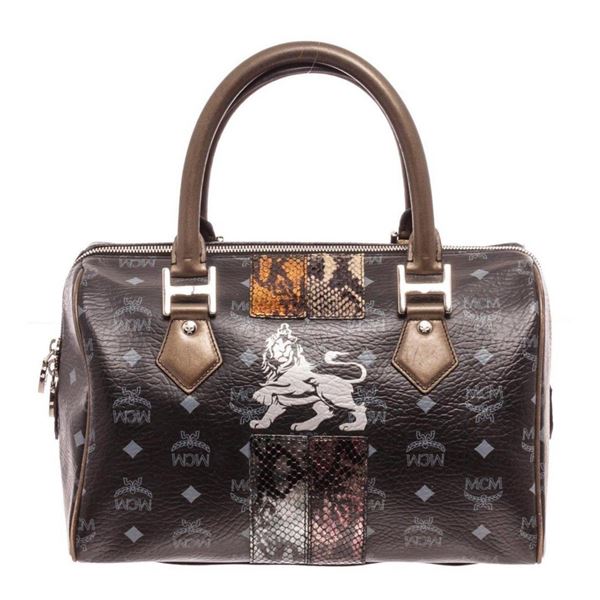 MCM Black Lion Boston Bag