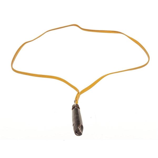 Hermes Yellow Brown Leather Whistle Necklace