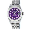 Image 1 : Rolex Ladies Stainless Steel Purple Diamond Quickset Datejust Wristwatch 26MM