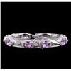 Image 2 : Crayola 17.00 ctw Pink Amethyst and White Sapphire Bracelet - .925 Silver