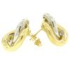 Image 5 : 18K Two Tone Gold Stationary Dual Interlocking Oval Knot Stud Post Earrings 8.6g