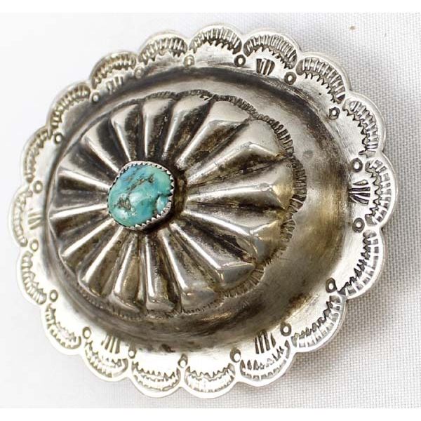 Large Vintage Navajo Sterling Concho Belt Buckle