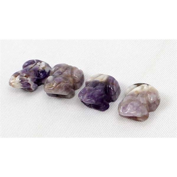 4 Small Carved Amethyst Frog Fetishes