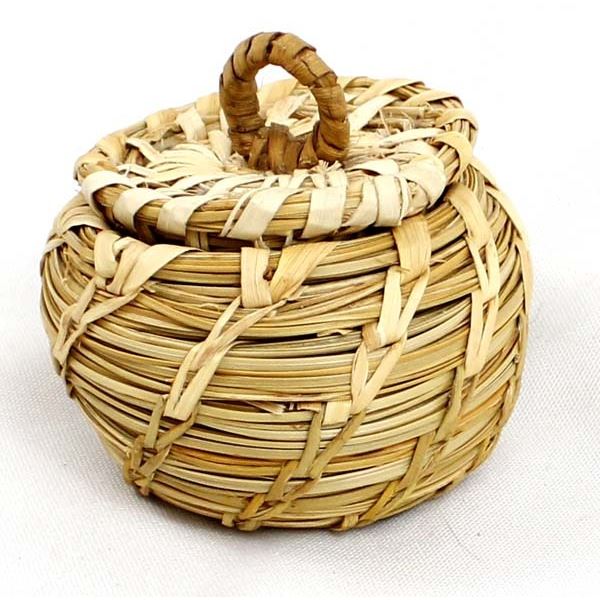 Tohono O'odham Wheat Stitch Lidded Basket