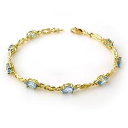 CERTIFIED 5.07ctw BLUE TOPAZ & DIAMOND TENNIS BRACELET
