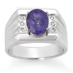 MEN'S 2.56ctw ACA DIAMOND & TANZANITE RING WHITE GOLD
