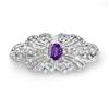 Image 1 : CERTIFIED 3.5ctw TANZANITE & DIAMOND BROOCH WHITE GOLD