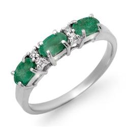 CERTIFIED 0.88 ctw EMERALD & DIAMOND RING WHITE GOLD