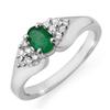 Image 1 : CERTIFIED 0.63ctw DIAMOND & EMERALD RING WHITE GOLD