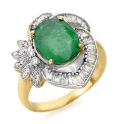 CERTIFIED 4.20ct EMERALD & DIAMOND RING 14K YELLOW GOLD