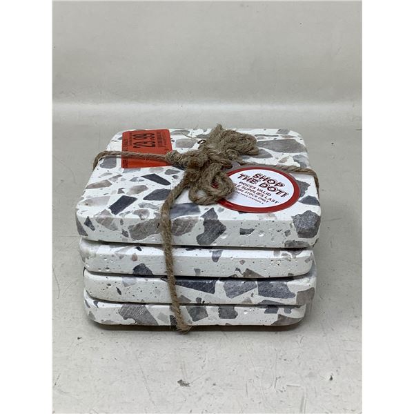 Lot of 4 NEW Terrazo Stone Coasters