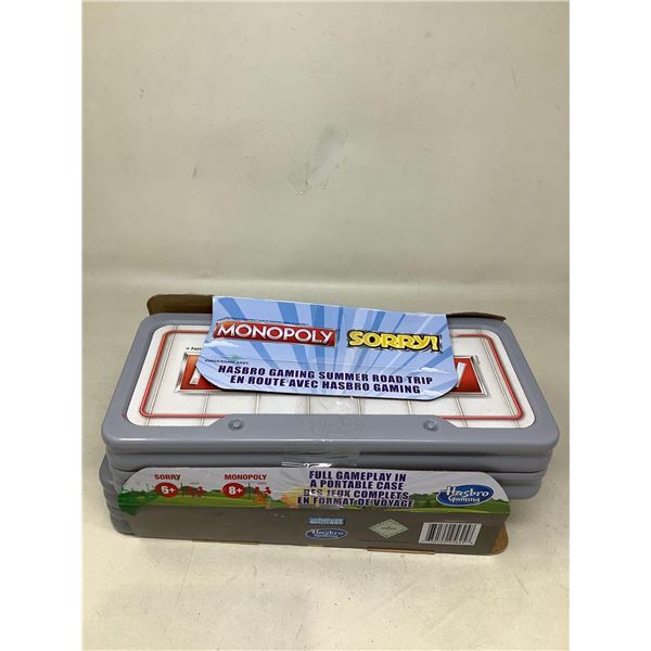 Monopoly and Sorry road trip board game set