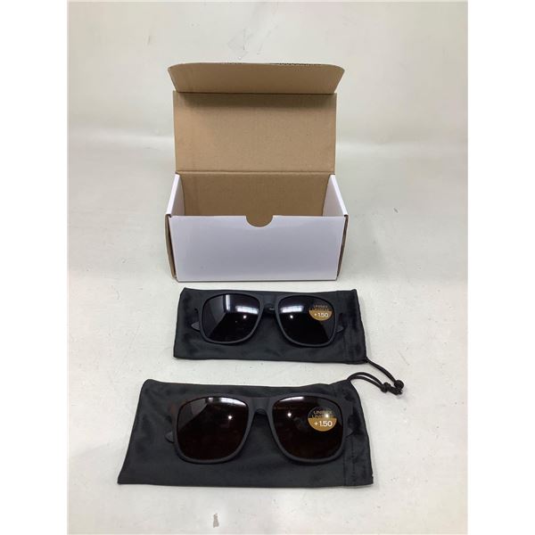 NEW Unisex Magnifier sunglasses Lot of 2 with cases 1.5+