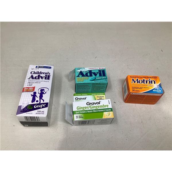Lot of 4 Pharma - Tylenol, Advil, Motrin, Gravol