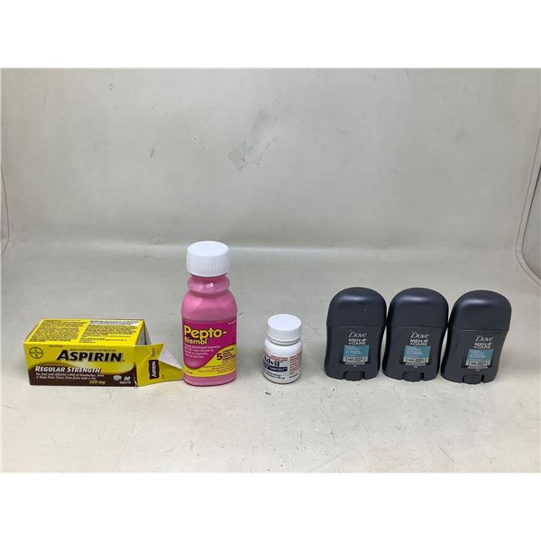 Lot of 4 Pharma - Pepto, Advil, asprin, dove
