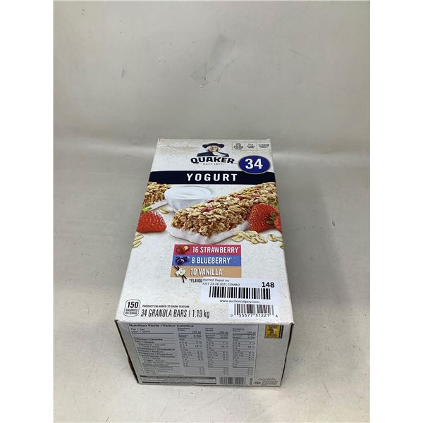Quaker Yogurt Bars assorted case lot of 34-  1.14KG
