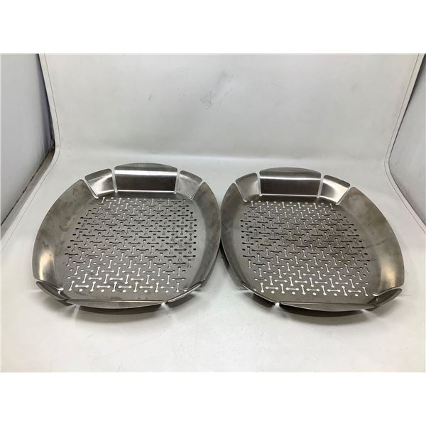 Lot of 2 Stainless Steel BBQ griddle pans