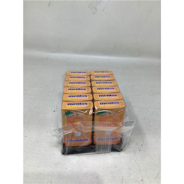 Mentos NOW Mints orange case lot of 12 x 18g