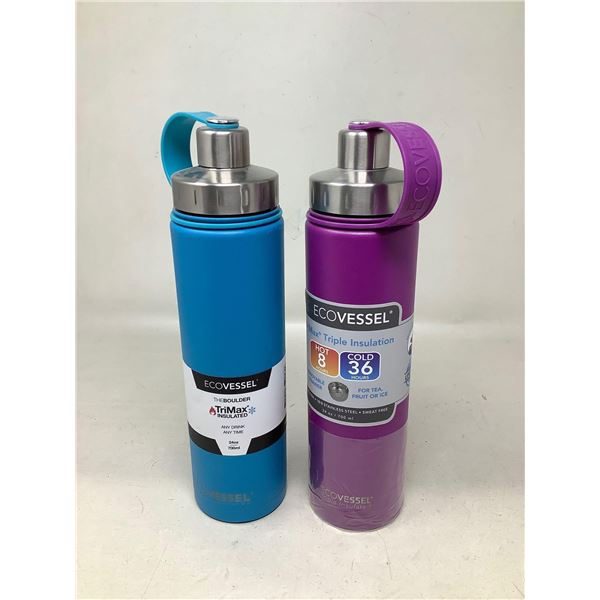 EcoVessel stainless steel Hot Cold insulated drink containers lot of 2